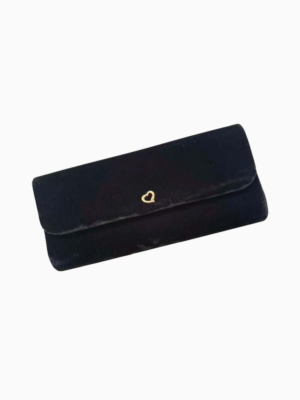 Vintage Victoria's Secret Black Velvet Clutch Evening Bag Gold Heart Whimsigoth